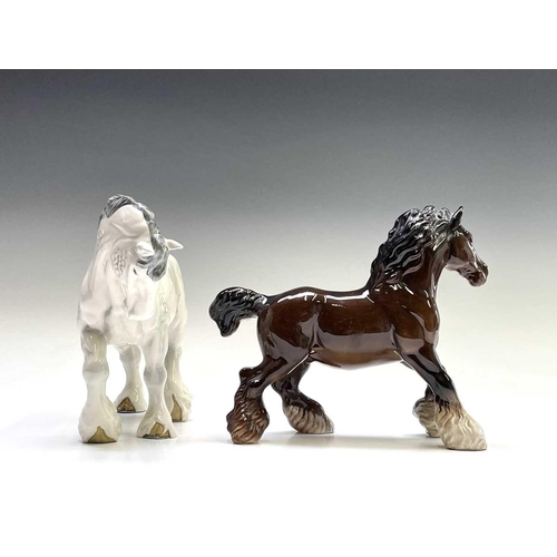 856 - Two Beswick horses - dapple grey large action shire and bay cantering shire - together with a Beswic... 