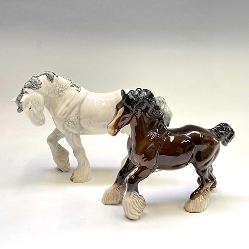 856 - Two Beswick horses - dapple grey large action shire and bay cantering shire - together with a Beswic... 