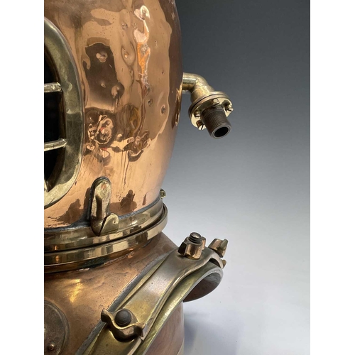 86 - A 12-bolt copper diving helmet by Siebe Gorman & Co, London, numbered 18784 (matching), with interna... 