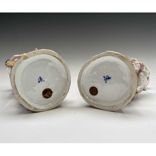 868 - A pair of Helena Wolfsohn porcelain candlestick figures, modelled as a shepherd and his companion we... 