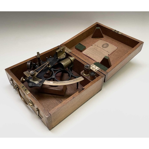 87 - A Heath & Co 'Hezzanith' sextant, numbered H559, the oak case with certificate dated November 1942, ... 