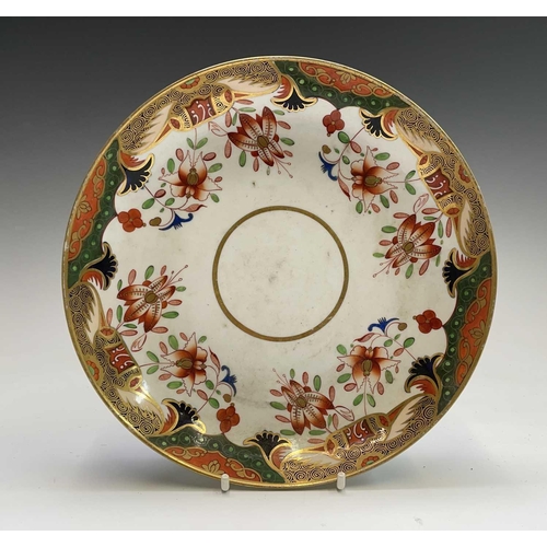 884 - A Newhall porcelain tea bowl and saucer, painted in the butterfly pattern, together with other porce... 