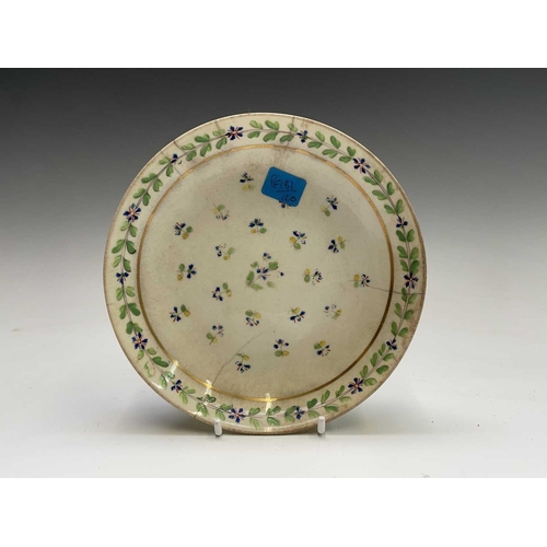 884 - A Newhall porcelain tea bowl and saucer, painted in the butterfly pattern, together with other porce... 