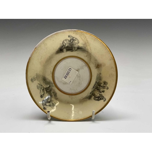 884 - A Newhall porcelain tea bowl and saucer, painted in the butterfly pattern, together with other porce... 