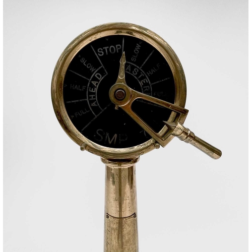 89 - A ship's brass telegraph, the perspex dial inscribed SMP 711, height 98cm, reputedly recovered from ... 