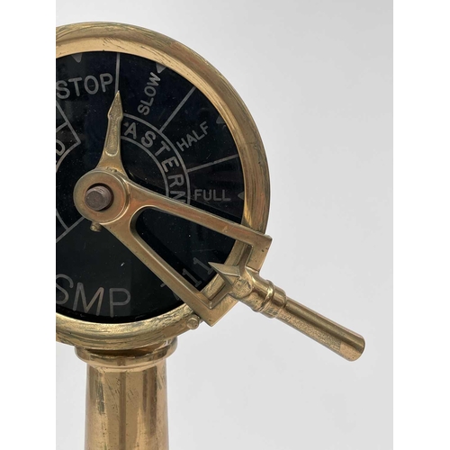 89 - A ship's brass telegraph, the perspex dial inscribed SMP 711, height 98cm, reputedly recovered from ... 