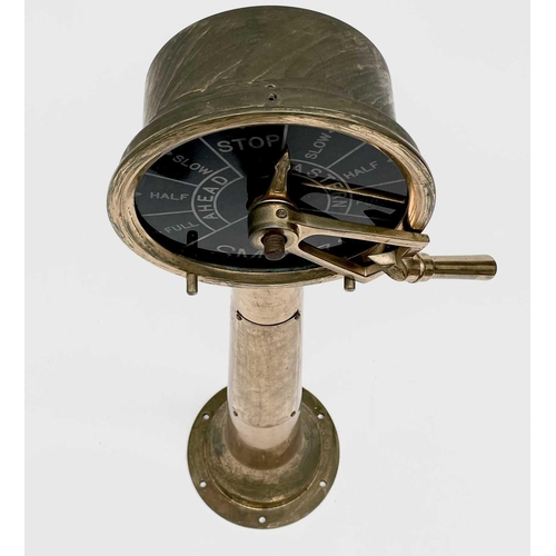 89 - A ship's brass telegraph, the perspex dial inscribed SMP 711, height 98cm, reputedly recovered from ... 