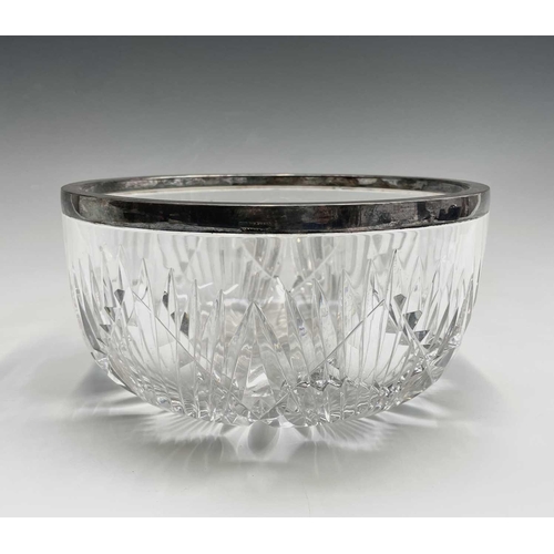 897 - A cut glass fruit bowl with continental silver rim, diameter 24cm, together an early 19th century bo... 