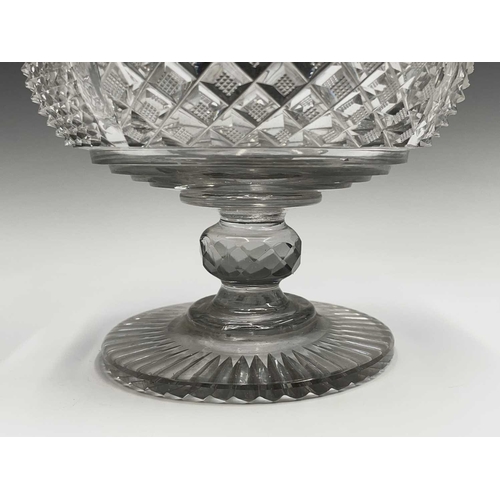 897 - A cut glass fruit bowl with continental silver rim, diameter 24cm, together an early 19th century bo... 