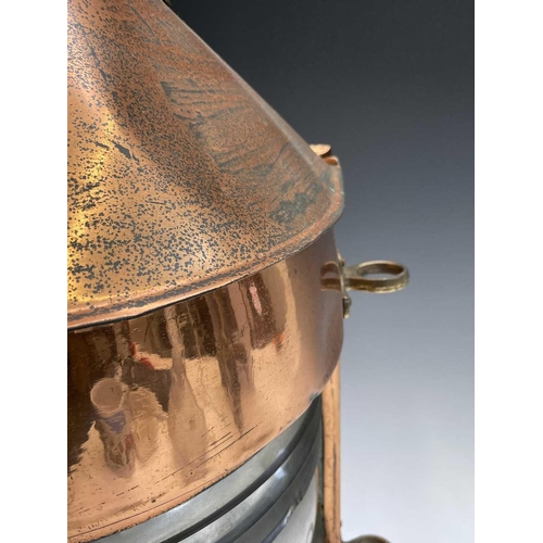 90 - A Ship's copper masthead lamp, mid 20th century, labelled Meteorite and numbered A17114, height 58cm... 