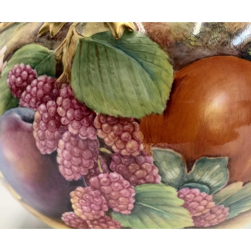 929 - A large Royal Worcester fruit painted vase and cover, signed David Fuller, late 20th century, with a... 