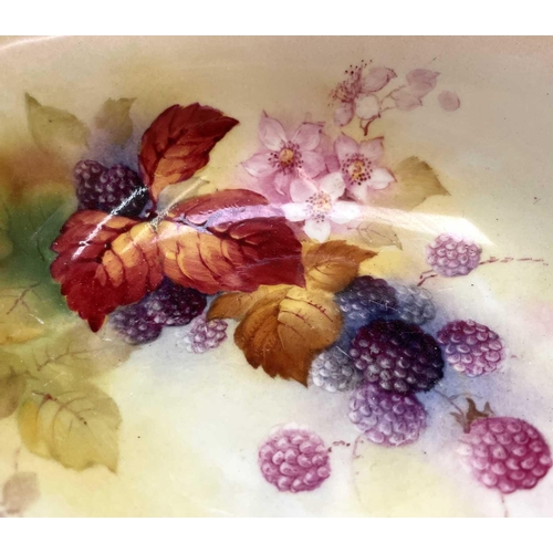 932 - A Royal Worcester bowl, painted with autumnal foliage and berries etc, signed K Blake (Kitty Blake),... 