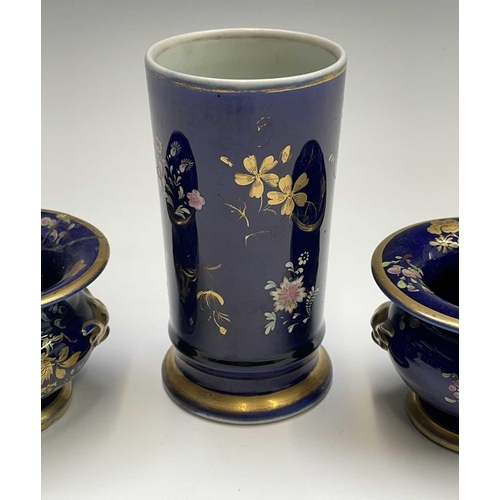 937 - A 19th century Masons Patent Ironstone spill vase, with enamelled and gilt floral decoration on a co... 