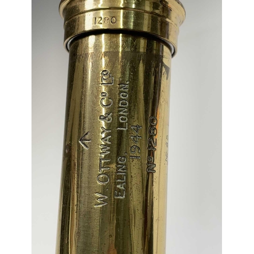 95 - A WWII W. Ottway & Co Ltd brass Telescope, leather bound and with single draw, dated 1944 and number... 