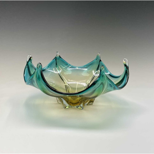 954 - A collection of Murano glass to include a bowl, 27cm diameter, and four vases, height 23cm diminishi... 