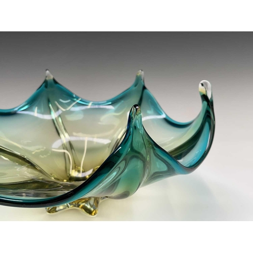 954 - A collection of Murano glass to include a bowl, 27cm diameter, and four vases, height 23cm diminishi... 