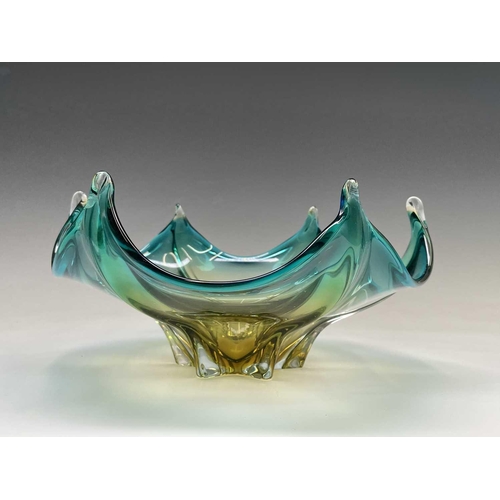 954 - A collection of Murano glass to include a bowl, 27cm diameter, and four vases, height 23cm diminishi... 