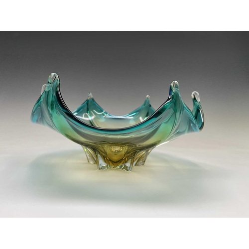 954 - A collection of Murano glass to include a bowl, 27cm diameter, and four vases, height 23cm diminishi... 