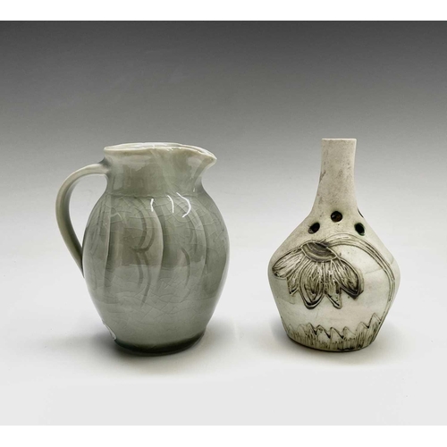 965 - Amanda BRIER (b. 1978) Leach pottery jug with crackle glaze 11cm in height, five David LEACH example... 