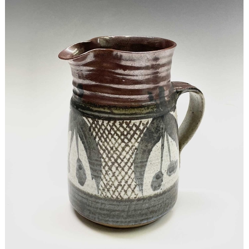 971 - Hugh WEST (1950), a LIDDED bowl and a water jug, 17cm high Lamorna Pottery plant pot, Harmony Cornwa... 