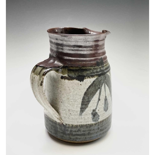 971 - Hugh WEST (1950), a LIDDED bowl and a water jug, 17cm high Lamorna Pottery plant pot, Harmony Cornwa... 