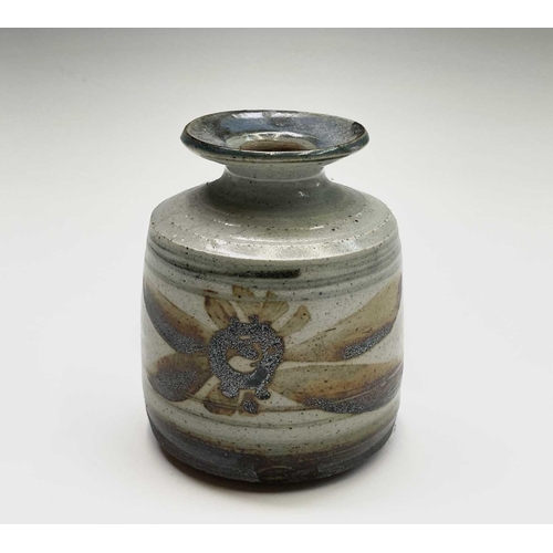 971 - Hugh WEST (1950), a LIDDED bowl and a water jug, 17cm high Lamorna Pottery plant pot, Harmony Cornwa... 