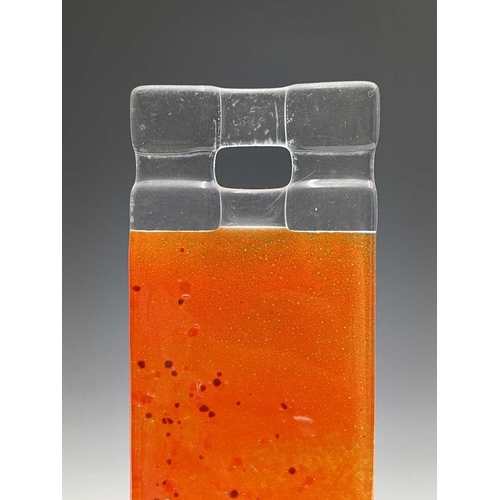 977 - Three studio glass panels, with streaked orange colouring, height 6.5cm (3).