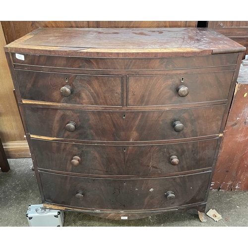 3209 - A Victorian mahogany bow front chest of drawers, in two parts, with two short and three long graduat... 