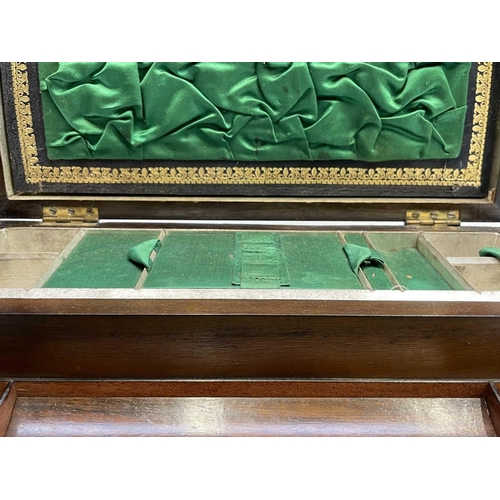 482 - A Victorian walnut and inlaid combined sewing and writing box. Width 30.5cm.