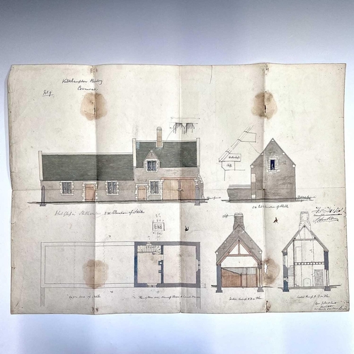 109 - Four architectural plans for Kilkhampton Rectory in Cornwall by Gilbert Scott of 20 Spring Gardens, ... 