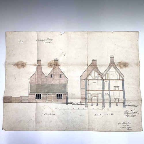 109 - Four architectural plans for Kilkhampton Rectory in Cornwall by Gilbert Scott of 20 Spring Gardens, ... 