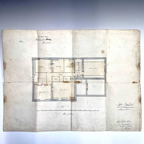 109 - Four architectural plans for Kilkhampton Rectory in Cornwall by Gilbert Scott of 20 Spring Gardens, ... 