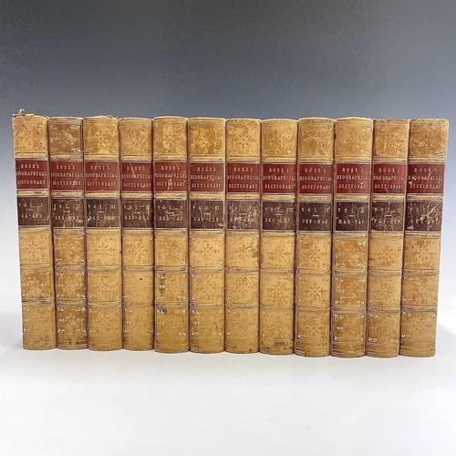 127 - Rev HUGH JAMES ROSE. 'A New General Biographical Dictionary,' twelve volumes, full tan calf, spines ... 