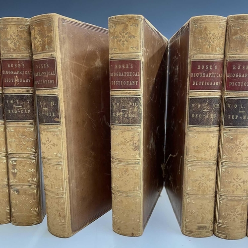 127 - Rev HUGH JAMES ROSE. 'A New General Biographical Dictionary,' twelve volumes, full tan calf, spines ... 