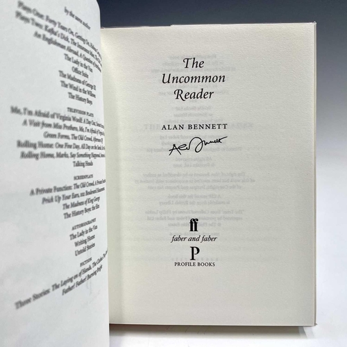 143 - ALAN BENNETT. 'The Uncommon Reader,' signed, cloth slip, ex libris label, unclipped dj, Faber & Fabe... 