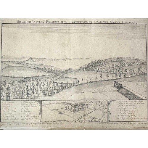 149 - PRINTS. 'The South-Eastern Prospect from Castlehornack near the Mount Cornwall,'; A late 18th centur... 