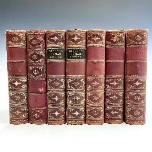 153 - EDWARD GIBBON. 'The History of the Decline and Fall of the Roman Empire,' seven vols, full red leath... 