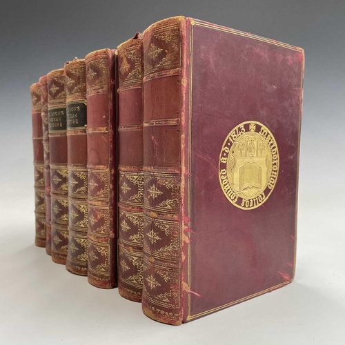 153 - EDWARD GIBBON. 'The History of the Decline and Fall of the Roman Empire,' seven vols, full red leath... 
