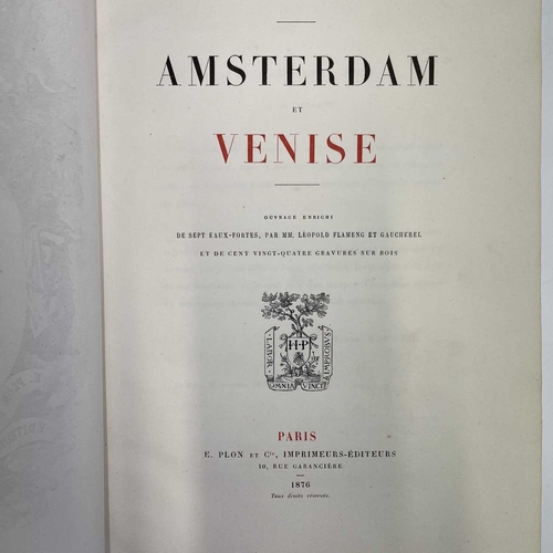 155 - HENRY HAVARD. 'Amsterdam et Venise,' half green Morocco with pebbled boards, rubbed and bumped, engr... 