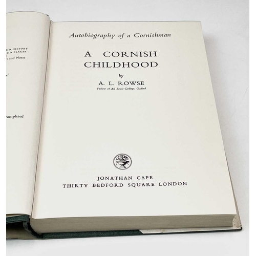 19 - A. L. ROWSE. 'The Cornish in America,' first edition, original cloth, clipped dj, MacMilan, 1969; 'T... 