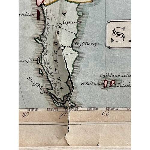 201 - MAPS. A 19th Century continental map of South America, signed 'Thomas Gardener 1845,' hand coloured,... 