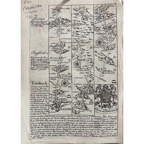 221 - OWEN & BOWEN. 'The Road from Exeter to Truro showing Map of Cornwall,' plates 179 and 180, engraved ... 