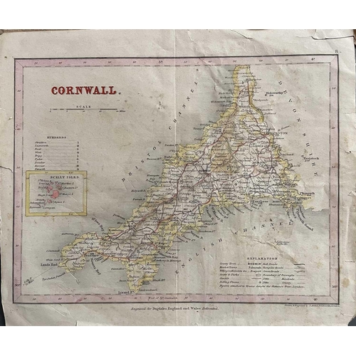 222 - MAPS. Seven maps depicting Cornwall, one of Penzance, and one of Devon, including a Walpole (1784) a... 