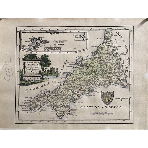 222 - MAPS. Seven maps depicting Cornwall, one of Penzance, and one of Devon, including a Walpole (1784) a... 