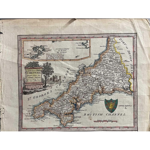 222 - MAPS. Seven maps depicting Cornwall, one of Penzance, and one of Devon, including a Walpole (1784) a... 