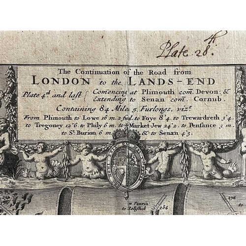 223 - JOHN OGILBY. 'The Continuation of the Road from London to the Lands-End, plate 4 and last,' engraved... 