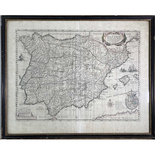 231 - after HESSEL GERARDO. 'Typus Hispaniae.' Spain and Portugal, engraved map, glazed and framed, 1631, ... 