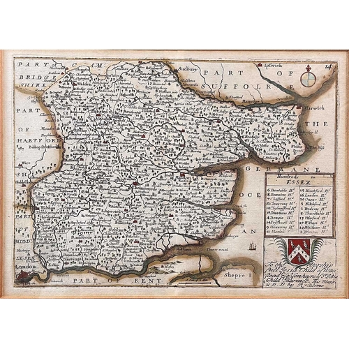 238 - RICHARD BLOME. 'A Mapp of Wiltshire with its Hundreds,' hand coloured engraved map, centrefold visib... 