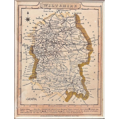 238 - RICHARD BLOME. 'A Mapp of Wiltshire with its Hundreds,' hand coloured engraved map, centrefold visib... 