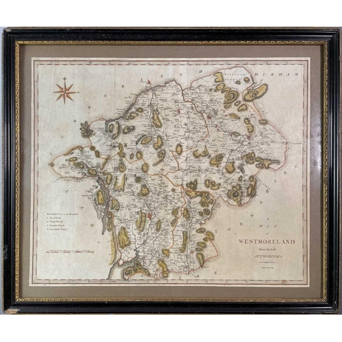 259A - MAPS. 'Dorsetshire,' by Robert Morden, later hand coloured, tide mark and toned, framed and glazed, ... 